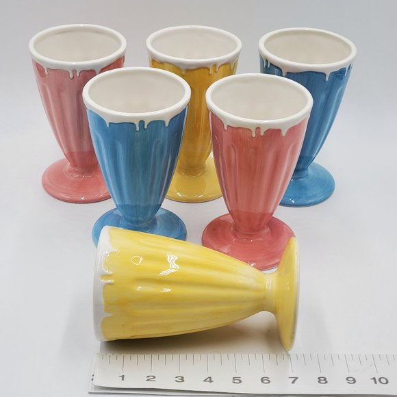 Pottery Barn Outlet Milkshake Ceramic Glass (6) & Spoons (6) - Picture 8 of 16